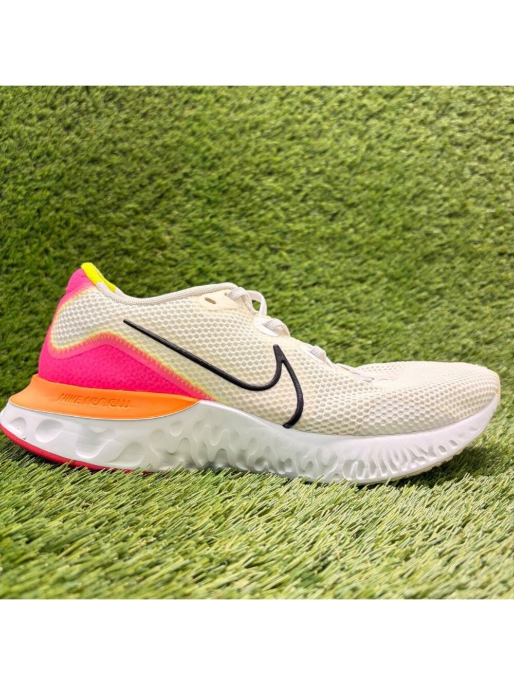 Nike Renew Run Womens Size 10 White Pink Orange Athletic Running Shoes Sneakers